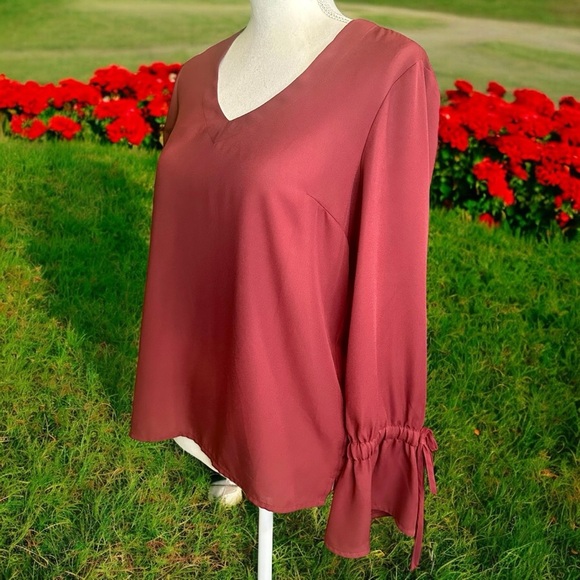 NWOT J. Crew Factory Mercantile Burgundy Red ‘Bow-Sleeve’ Top Size 4 - Picture 11 of 14
